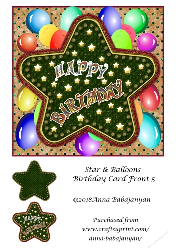 Star & Balloons Birthday Card Front 5