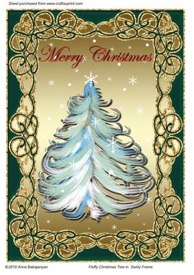 Fluffy Christmas Tree in Swirly Frame