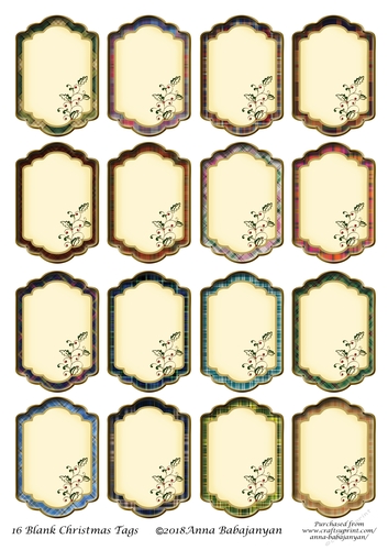 16 Blank Christmas Tags