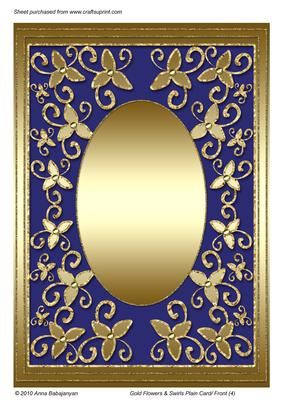 Gold Flowers & Swirls Plain Card/ Front (4)