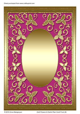 Gold Flowers & Swirls Plain Card/ Front (6)