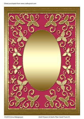 Gold Flowers & Swirls Plain Card/ Front (7)