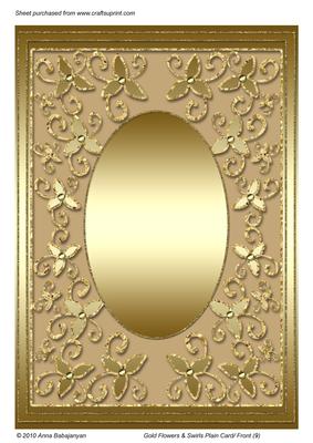 Gold Flowers & Swirls Plain Card/ Front (9)