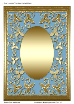 Gold Flowers & Swirls Plain Card/ Front (11)