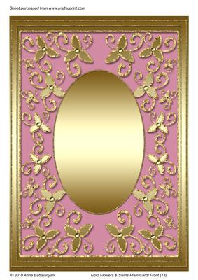 Gold Flowers & Swirls Plain Card/ Front (13)