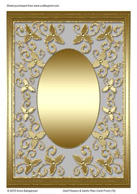 Gold Flowers & Swirls Plain Card/ Front (15)