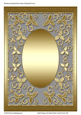 Gold Flowers & Swirls Plain Card/ Front (16)