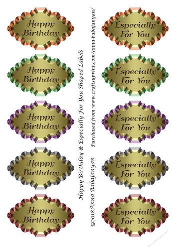 Happy Birthday & Especially For You Shaped Labels