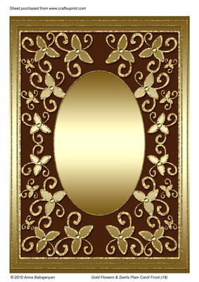 Gold Flowers & Swirls Plain Card/ Front (19)