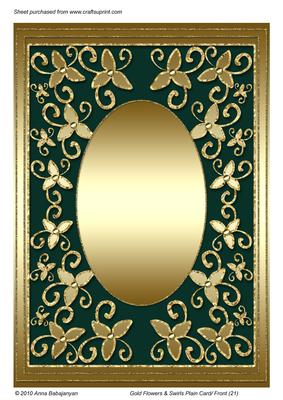 Gold Flowers & Swirls Plain Card/ Front (21)