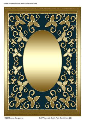 Gold Flowers & Swirls Plain Card/ Front (22)