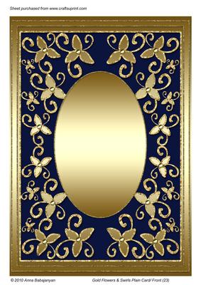 Gold Flowers & Swirls Plain Card/ Front (23)