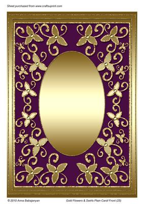 Gold Flowers & Swirls Plain Card/ Front (25)