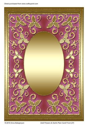Gold Flowers & Swirls Plain Card/ Front (27)