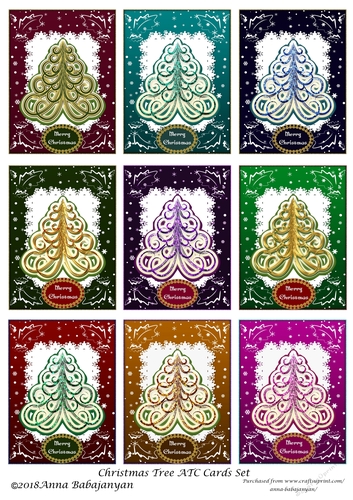 Christmas Tree ATC Cards Set