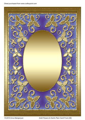 Gold Flowers & Swirls Plain Card/ Front (30)