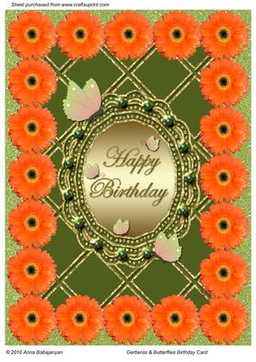 Gerberas & Butterflies Birthday Card