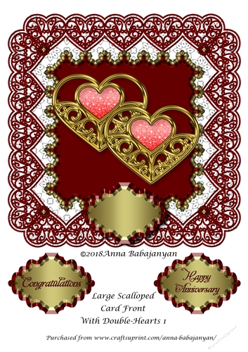Large Scalloped Card Front With Double-Hearts 1