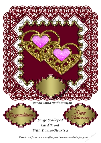 Large Scalloped Card Front With Double-Hearts 2