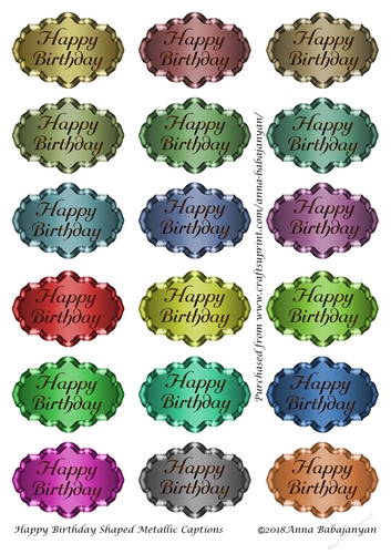 Happy Birthday Shaped Metallic Captions