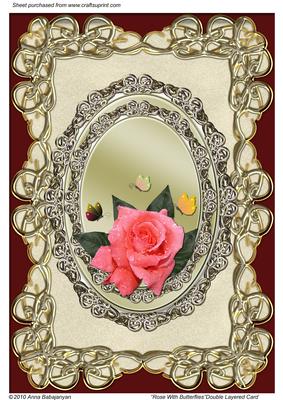 Rose with Butterflies Double Layered Card