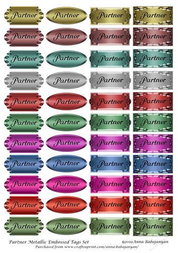 Partner Metallic Embossed Tags Set