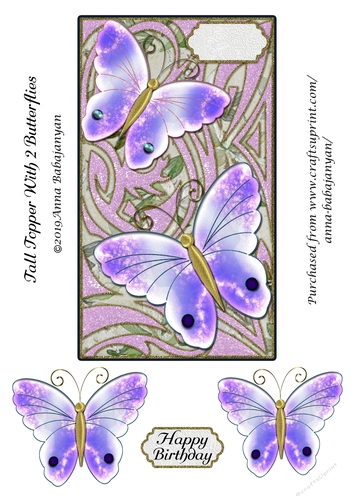 Tall Topper With 2 Butterflies