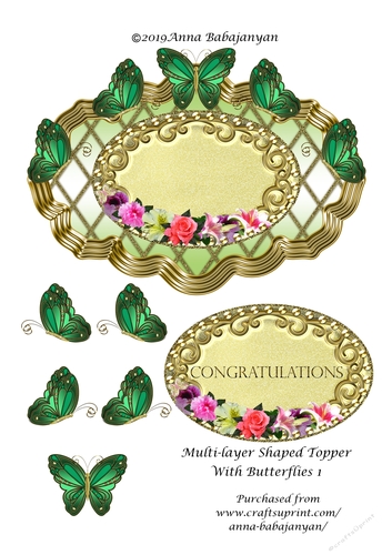 Multi-layer Shaped Topper With Butterflies 1