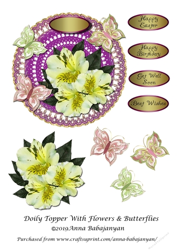 Doily Topper With Flowers & Butterflies