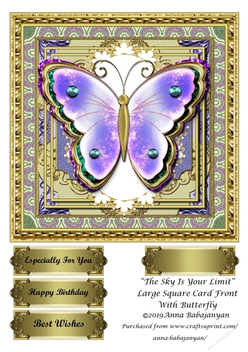 The Sky Is Your Limit Large Square Card Front With Butterfly