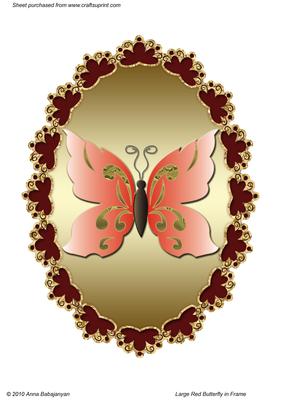 Large Red Butterfly in Frame