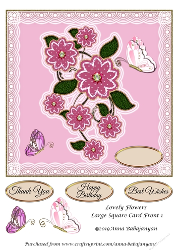 Lovely Flowers Large Square Card Front 1