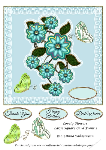 Lovely Flowers Large Square Card Front 2