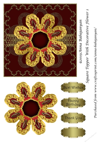 Square Topper With Decorative Flower 1