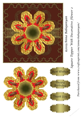Square Topper With Decorative Flower 2