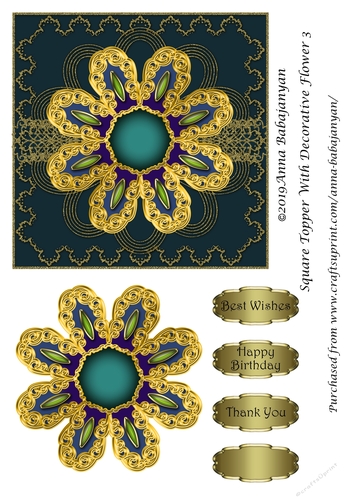 Square Topper With Decorative Flower 3