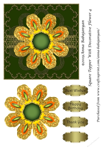 Square Topper With Decorative Flower 4
