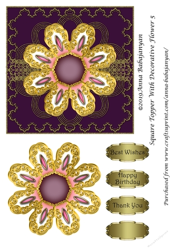 Square Topper With Decorative Flower 5
