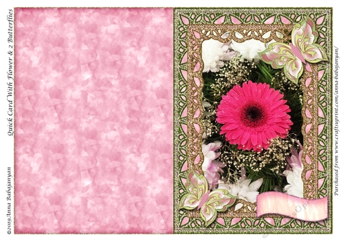Quick Card With Flower & 2 Butterflies