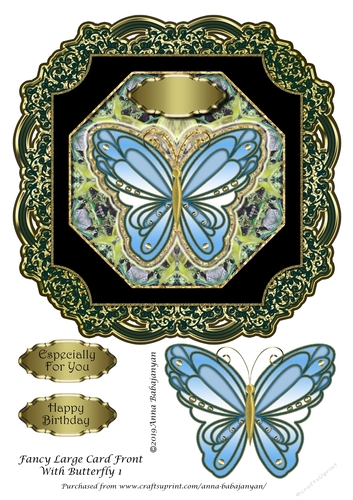 Fancy Large Card Front With Butterfly 1