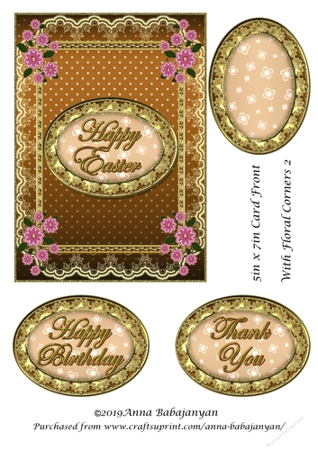 5in x 7in Card Front With Floral Corners 2