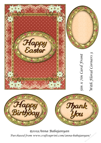 5in x 7in Card Front With Floral Corners 3