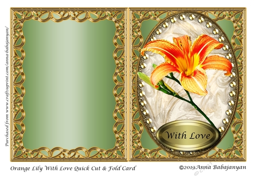 Orange Lily With Love Quick Cut & Fold Card