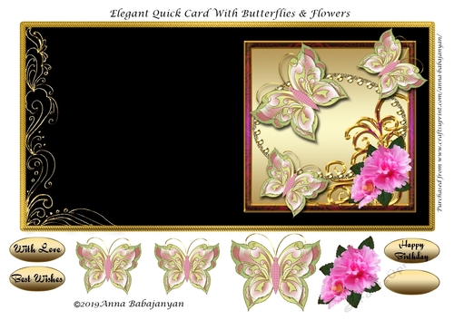 Elegant Quick Card With Butterflies & Flowers