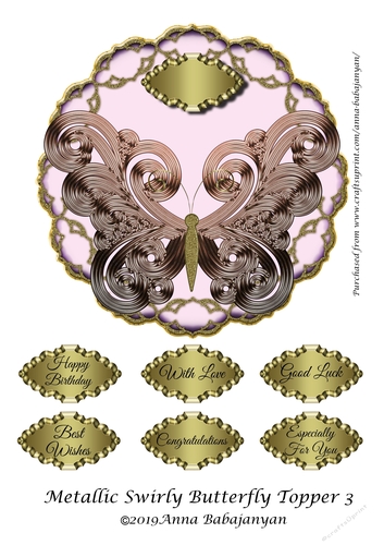 Metallic Swirly Butterfly Topper 3