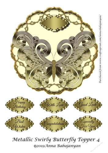 Metallic Swirly Butterfly Topper 4