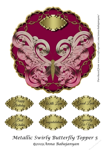 Metallic Swirly Butterfly Topper 5