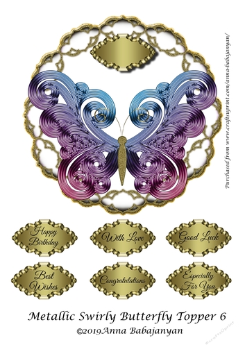 Metallic Swirly Butterfly Topper 6