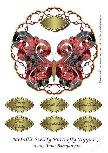 Metallic Swirly Butterfly Topper 7