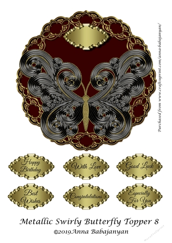 Metallic Swirly Butterfly Topper 8